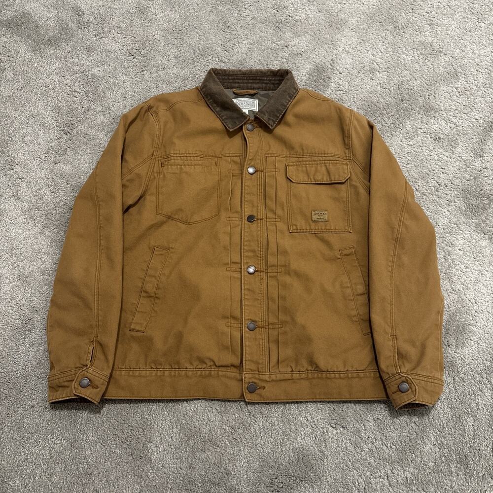 JEREMIAH American Legacy Men Size Medium Canvas Tradesman Jacket Leather Collar